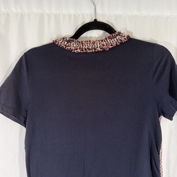J. Crew Blouse Women's Small Blue Silk Blend Knit Short Sleeve Round Neck - Picture 10 of 12